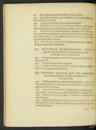 De Officiis Eorum Qui In Cohorte equitum praesunt & praecipue de officio Praefecti equitum.