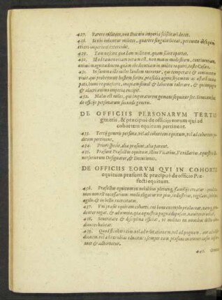De Officiis Eorum Qui In Cohorte equitum praesunt & praecipue de officio Praefecti equitum.