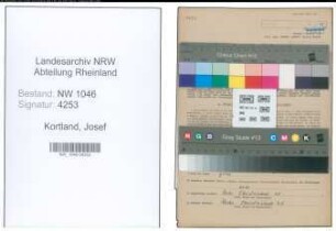 Entnazifizierung Josef Kortland , geb. 08.04.1901 (Paechter)