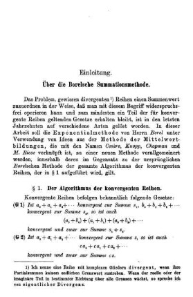 § 1. Der Algorithmus der konvergenten Reihen.