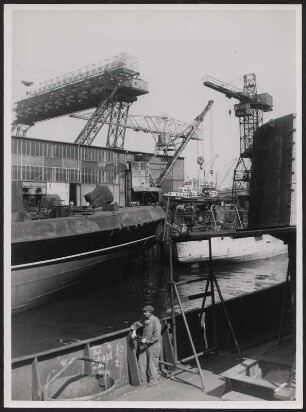 Blick auf die Stülcken-Werft am Hamburger Hafen