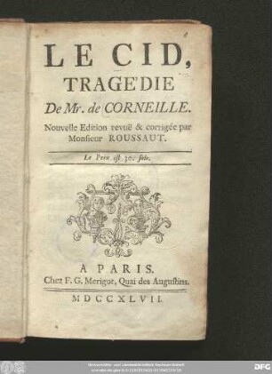 Le Cid : Tragédie