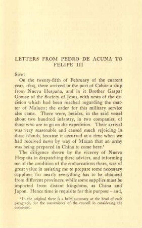 Letters from Pedro de Acuna to Felipe III