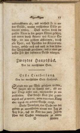 Zweytes Hauptstück. Von der menschlichen Seele.