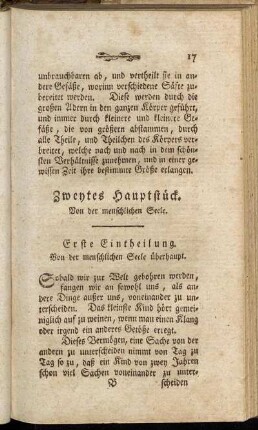 Zweytes Hauptstück. Von der menschlichen Seele.