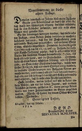 Vorerinnerung zu dieser achten Auflage.