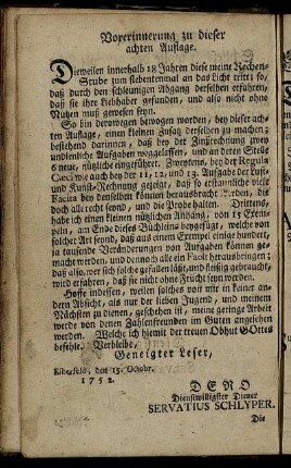 Vorerinnerung zu dieser achten Auflage.