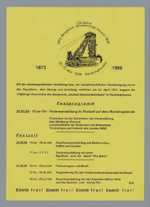 "125 Jahre // 1873 - Bergwerk Blumenthal/Haard - 1998"