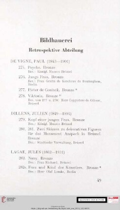 Bildhauerei. Retrospektive Abteilung
