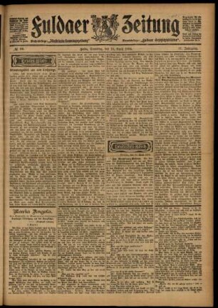 Erste Ausgabe vom Samstag, den 16. April 1904.