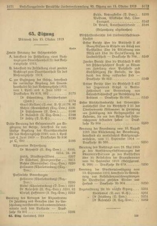 65. Sitzung, Mittwoch den 15. Oktober 1919