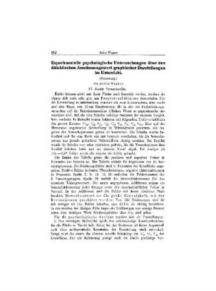 Experimentelle psychologische Untersuchungen über den didaktischen Anschauungswert graphischer Darstellungen im Unterricht : (Fortsetzung)