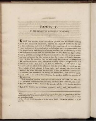 Book 1. On the Equality of Unknown with Number.
