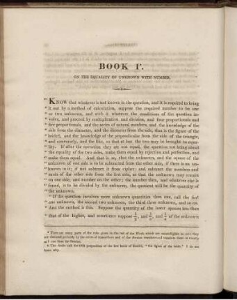 Book 1. On the Equality of Unknown with Number.