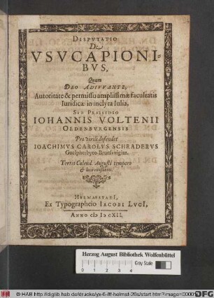 Disputatio De Usucapionibus