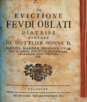 De Evictione Fevdi Oblati Diatribe