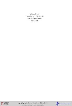Jahrbuch ... / Heidelberger Akademie der Wissenschaften: Jahrbuch 2012