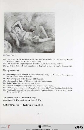 Dienstag, den 21. November 1935 vormittags 10 Uhr und nachmittags 3 Uhr: Kunstgewerbe – Gebrauchsmöbel