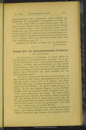 Notizen über die photomechanischen Verfahren