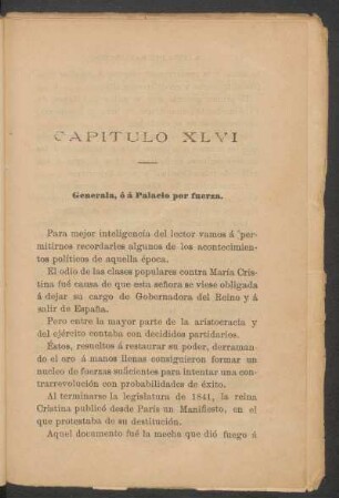 Capítulo XLVI - Generala, ó á Palacio por fuerza.