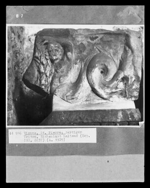 Relief: bätiger Triton, Eichenlaub haltend