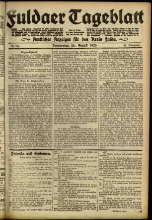 Ausgabe vom Donnerstag, den 26. August 1920.