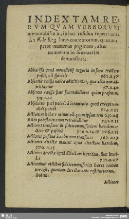 Index Tam Rerum Quam Verborum