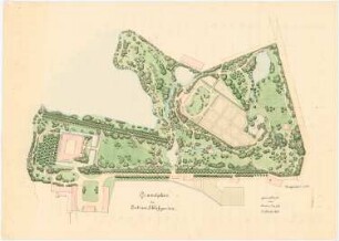 Schlossgarten, Eutin: Grundriss mit Vorzeichnung eines Rasters, 1:1000