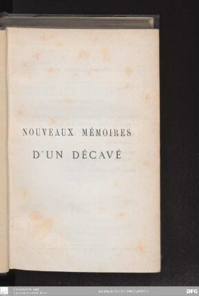 Nouveaux mémoires d'un décavé