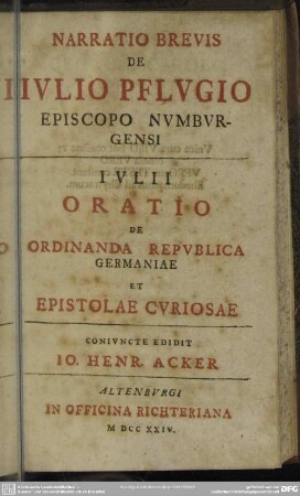 Narratio Brevis De Julio Pflugio Episcopo Numburgensi