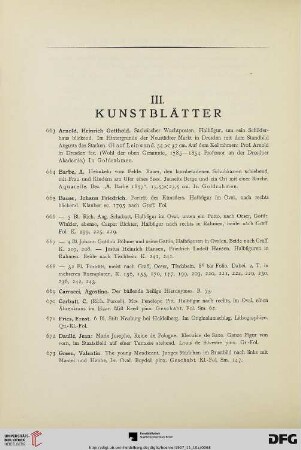 III. Kunstblätter (Nr. 663-696)
