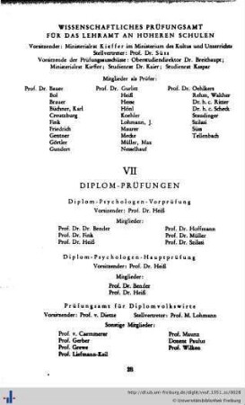 VII. Diplom-Prüfungen