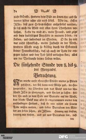 Die fünfzehende Stunde von 8. bis 9. des Morgends.