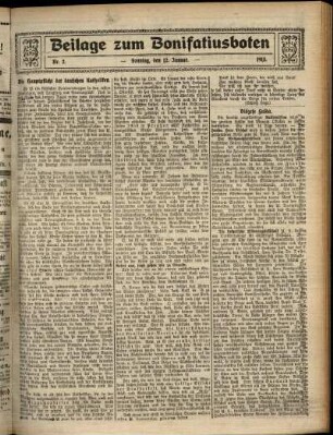 Zweite Ausgabe vom Sonntag, den 12. Januar 1913.