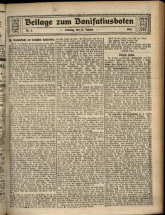 Zweite Ausgabe vom Sonntag, den 12. Januar 1913.