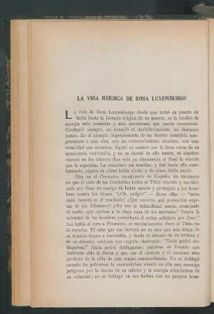 La vida heroica de Rosa Luxemburgo