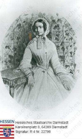 Mathilde Großherzogin v. Hessen und bei Rhein geb. Prinzessin v. Bayern (1813-1862) / Porträt, stehend, Kniestück