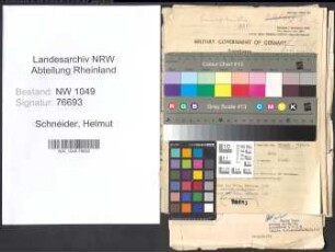 Entnazifizierung Helmut Schneider , geb. 27.09.1910 (Angestellter)