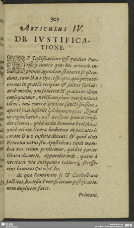 Articulus IV. De Iustificatione