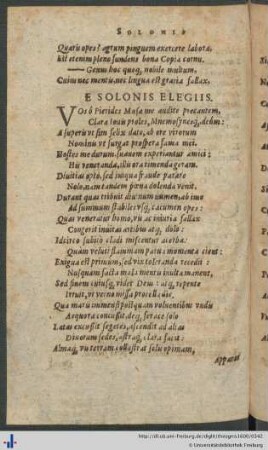 Solonis Sententiæ.