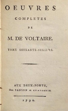 Oeuvres Complètes De M. De Voltaire, 66. Romans ; T. 3