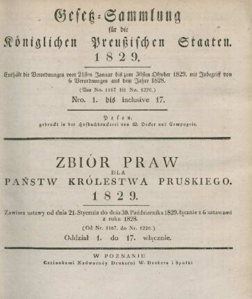 1829: Gesetzsammlung für die Königlichen Preußischen Staaten