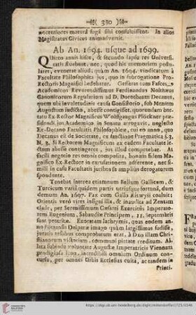 Ab An. 1694. usque ad 1699