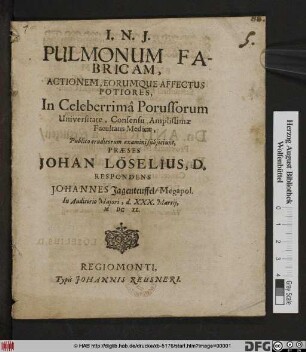 Pulmonum Fabricam, Actionum, Eorumque Affectus Potiores