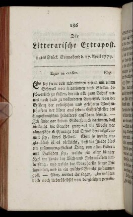 14tes Stück. Sonnabend d. 17. April 1779.