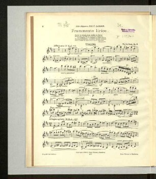 Frammento lirico. Violino.