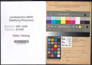 Entnazifizierung Hedwig Rabe , geb. 17.01.1897 ()