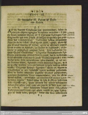 Caput III. De Concionibus SS. Patrum & Doctorum Ecclesiae