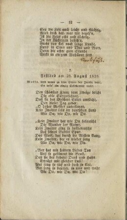 2. Festlied am 28. August 1826