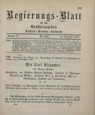 106. Verordnung, die Stiftung eines Ehrenzeichens für Mitglieder der Feuerwehren betreffend
